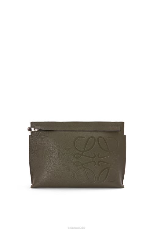 verde caqui oscuro riñonera de piel de becerro granulada Loewe R8J8Z612 hombres