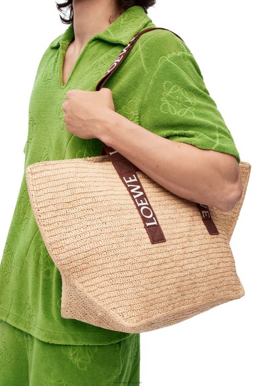 Bronceado natural shopper plegable en rafia Loewe R8J8Z38 hombres
