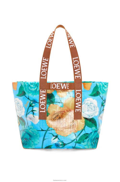 azul cielo/tostado shopper plegable en lona revestida reciclada Loewe R8J8Z76 hombres