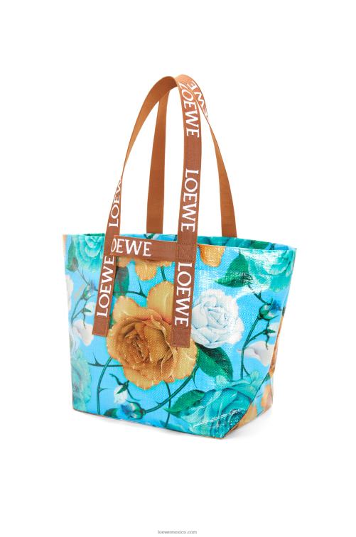 azul cielo/tostado shopper plegable en lona revestida reciclada Loewe R8J8Z76 hombres