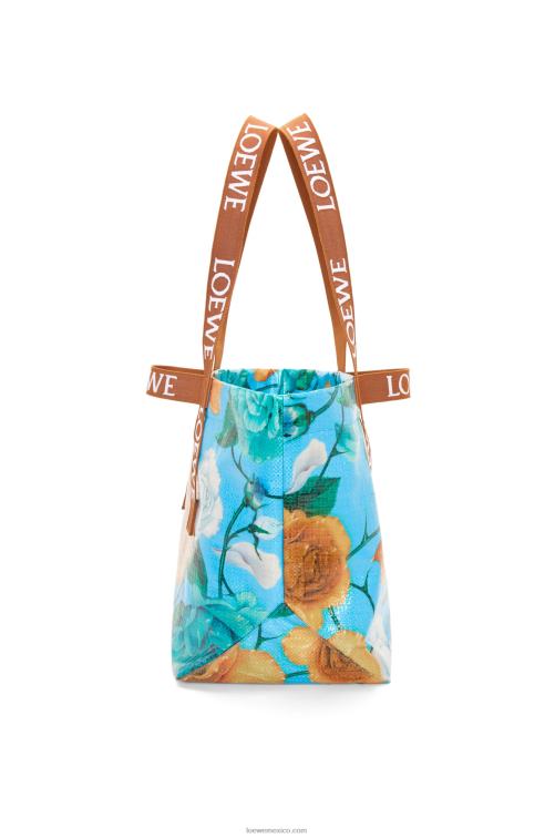 azul cielo/tostado shopper plegable en lona revestida reciclada Loewe R8J8Z76 hombres
