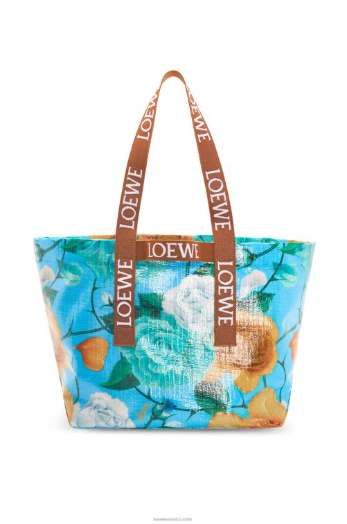 azul cielo/tostado shopper plegable en lona revestida reciclada Loewe R8J8Z76 hombres