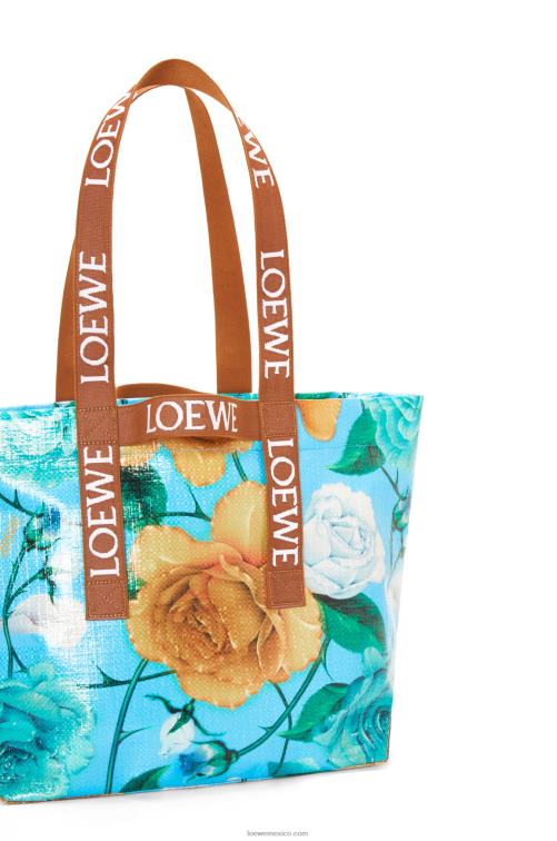 azul cielo/tostado shopper plegable en lona revestida reciclada Loewe R8J8Z76 hombres