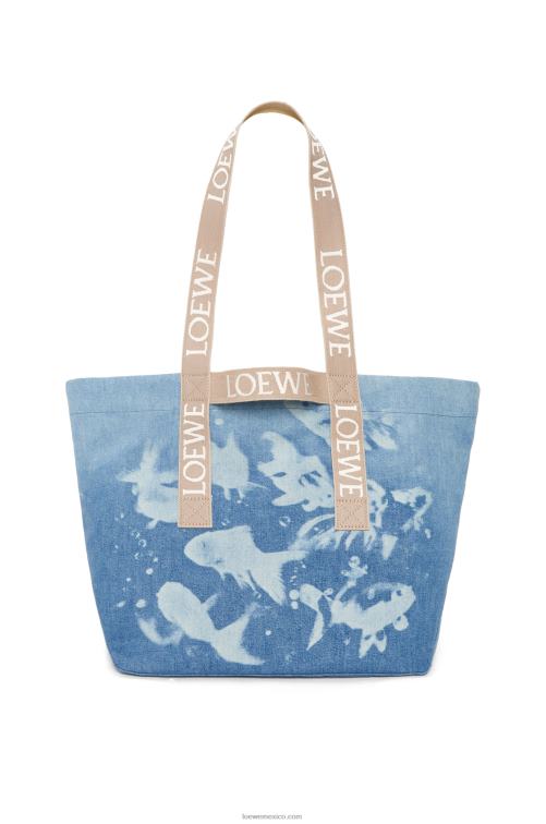 azul claro/naturaleza shopper plegable en denim Loewe R8J8Z67 hombres