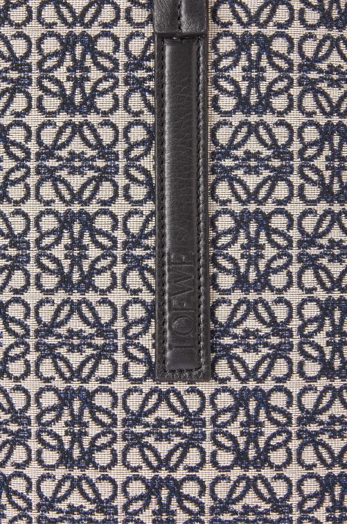 azul marino/negro Bolso shopper t de jacquard con anagrama y piel de becerro Loewe R8J8Z130 hombres