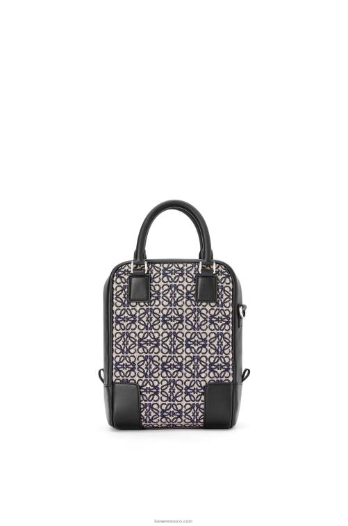 azul marino/negro amazona 15 en anagrama jacquard y piel de becerro Loewe R8J8Z144 hombres