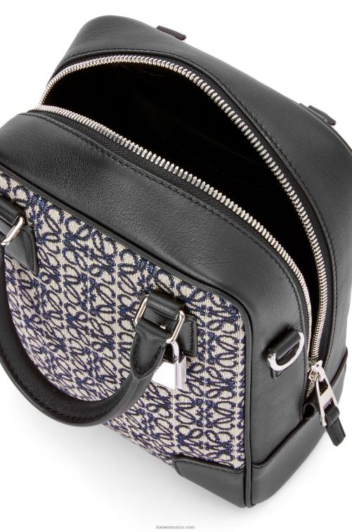 azul marino/negro amazona 15 en anagrama jacquard y piel de becerro Loewe R8J8Z144 hombres