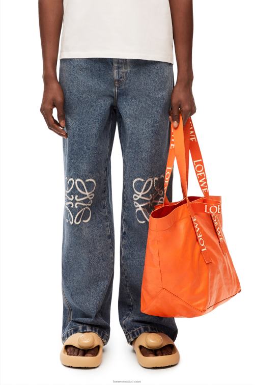 naranja bolso shopper plegable de piel de becerro color papel Loewe R8J8Z69 hombres