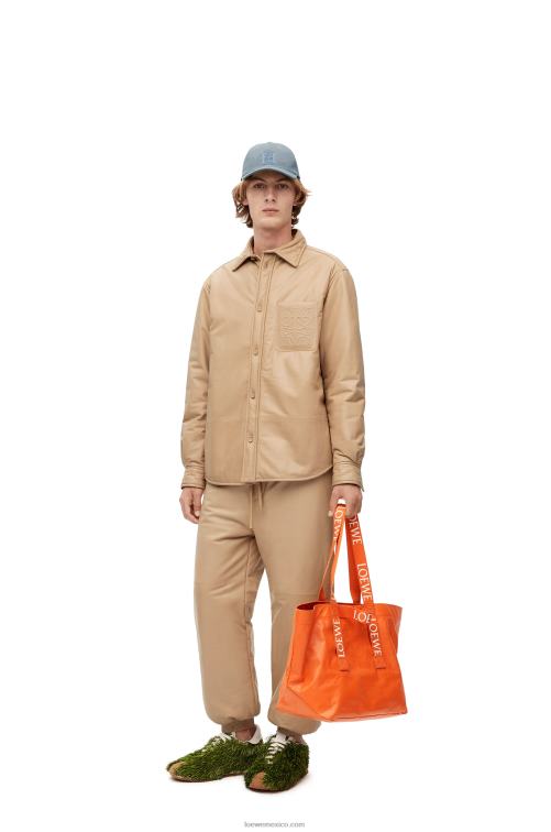 naranja bolso shopper plegable de piel de becerro color papel Loewe R8J8Z69 hombres