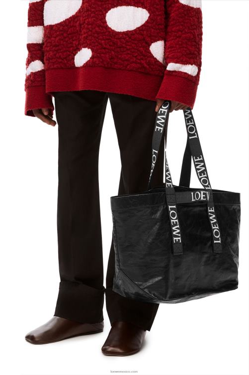 negro bolso shopper plegable de piel de becerro color papel Loewe R8J8Z68 hombres