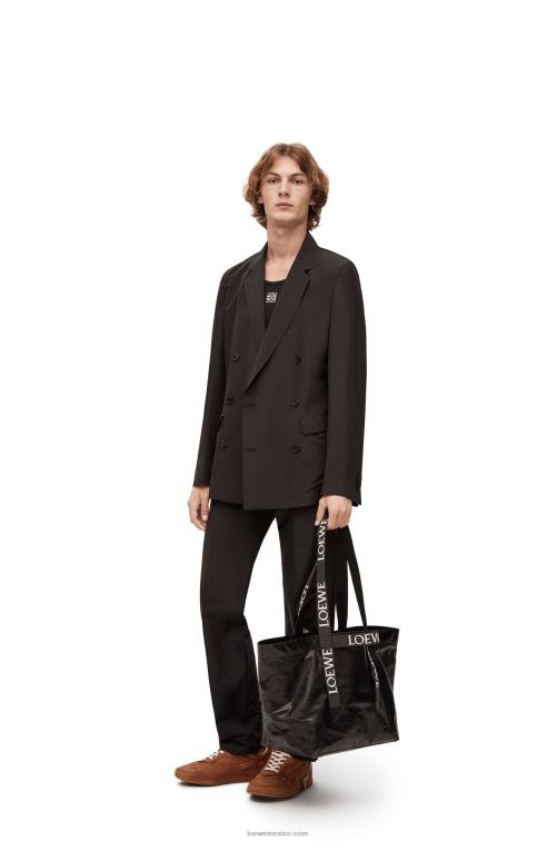 negro bolso shopper plegable de piel de becerro color papel Loewe R8J8Z68 hombres
