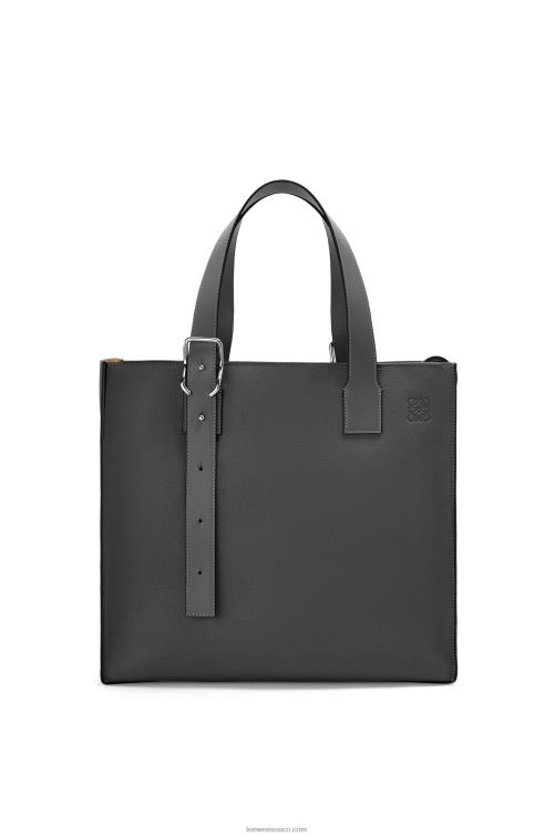 negro bolso tote con cremallera y hebilla de suave piel de becerro granulada Loewe R8J8Z179 hombres