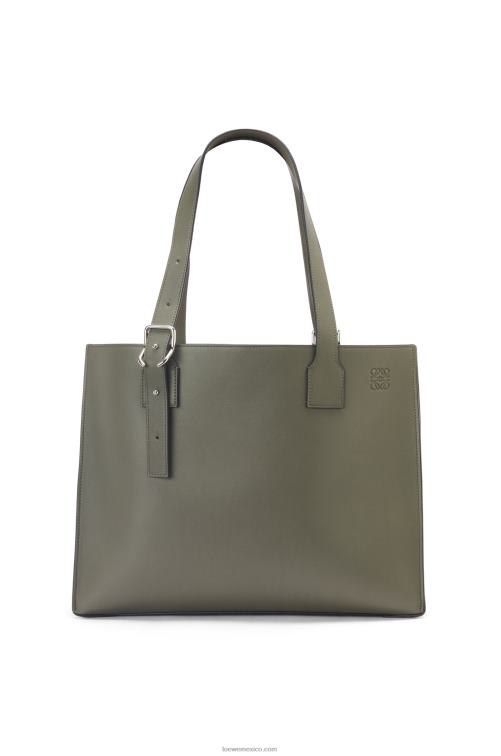 verde caqui bolso tote horizontal con hebilla en piel de becerro clásica Loewe R8J8Z180 hombres