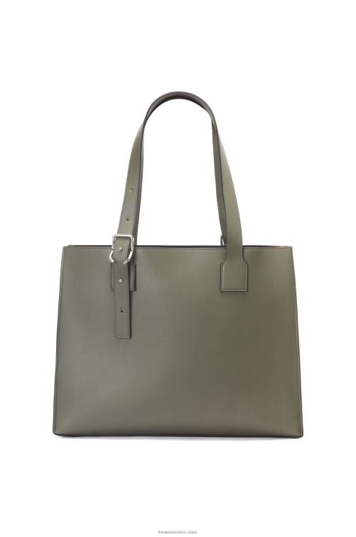 verde caqui bolso tote horizontal con hebilla en piel de becerro clásica Loewe R8J8Z180 hombres