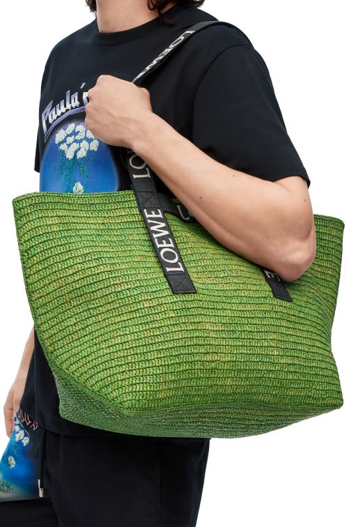 verde/negro shopper plegable en rafia Loewe R8J8Z29 hombres