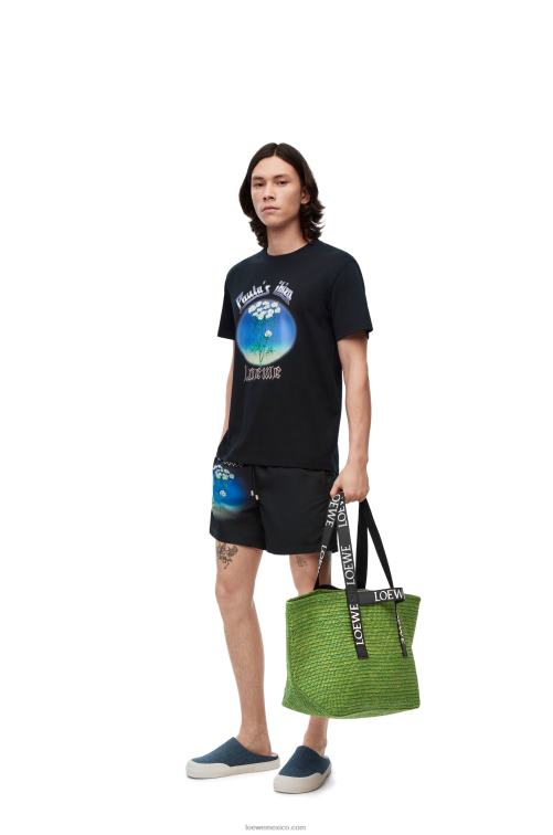 verde/negro shopper plegable en rafia Loewe R8J8Z29 hombres