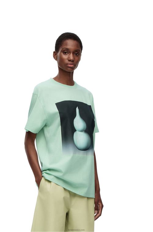 Verde pálido camiseta de algodón con estampado de cerámica Loewe R8J8Z820 hombres