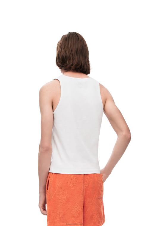 blanco/multicolor camiseta sin mangas hinojo de algodón Loewe R8J8Z782 hombres