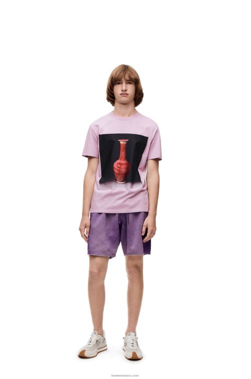 lila camiseta de algodón con estampado de cerámica Loewe R8J8Z819 hombres