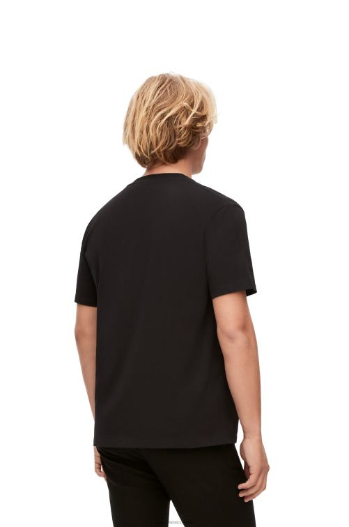 negro camiseta con bolsillo calcifer de algodón Loewe R8J8Z829 hombres