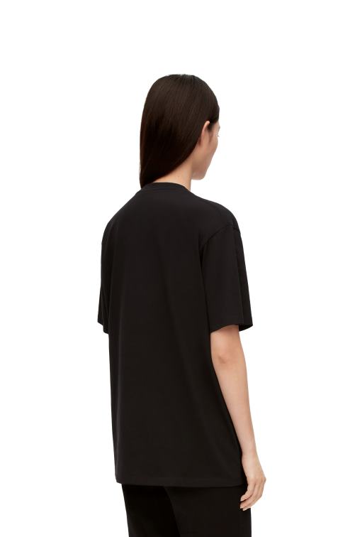 negro camiseta con bolsillo calcifer de algodón Loewe R8J8Z829 hombres