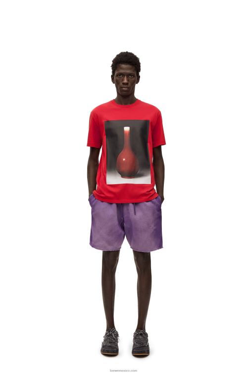 rojo camiseta de algodón con estampado de cerámica Loewe R8J8Z821 hombres