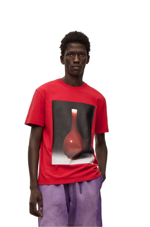 rojo camiseta de algodón con estampado de cerámica Loewe R8J8Z821 hombres