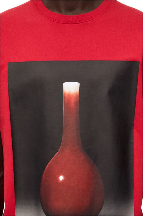 rojo camiseta de algodón con estampado de cerámica Loewe R8J8Z821 hombres