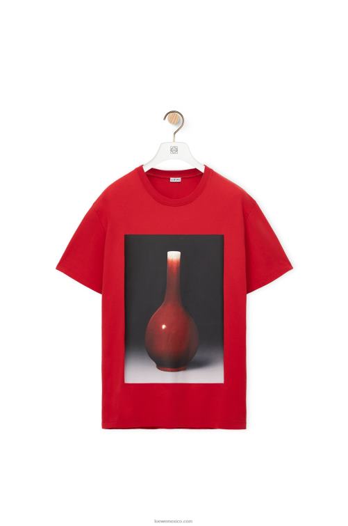 rojo camiseta de algodón con estampado de cerámica Loewe R8J8Z821 hombres