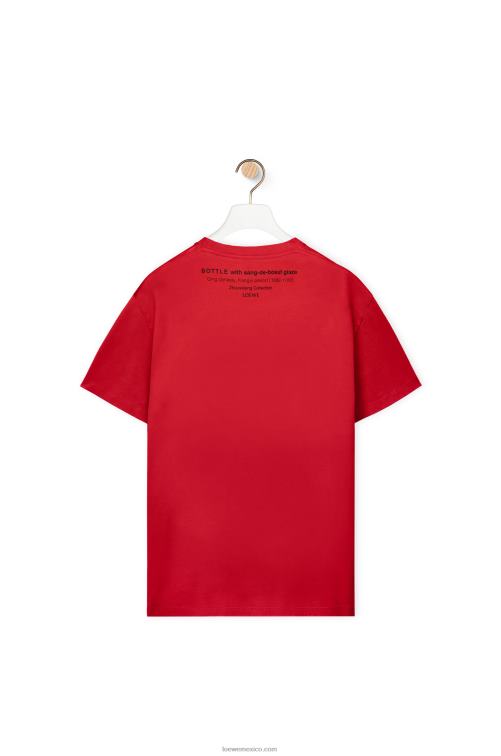 rojo camiseta de algodón con estampado de cerámica Loewe R8J8Z821 hombres