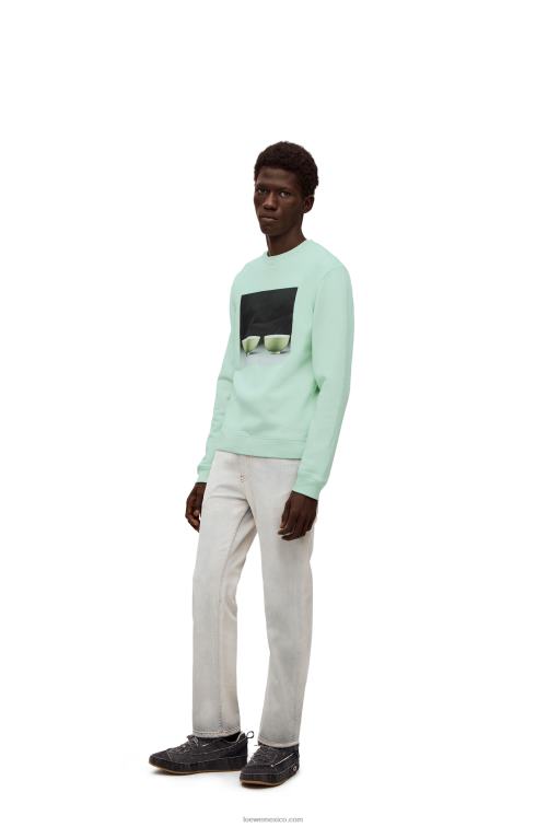 Verde pálido sudadera con estampado de cerámica en algodón Loewe R8J8Z816 hombres