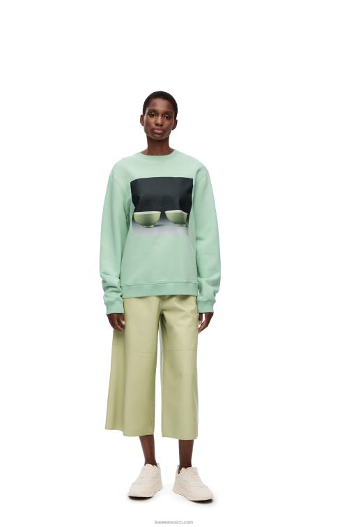 Verde pálido sudadera con estampado de cerámica en algodón Loewe R8J8Z816 hombres