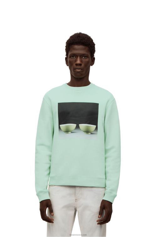Verde pálido sudadera con estampado de cerámica en algodón Loewe R8J8Z816 hombres