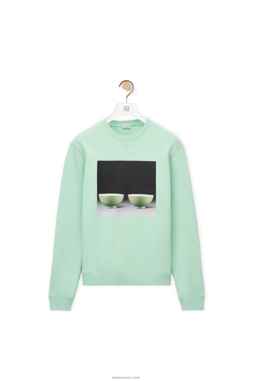 Verde pálido sudadera con estampado de cerámica en algodón Loewe R8J8Z816 hombres