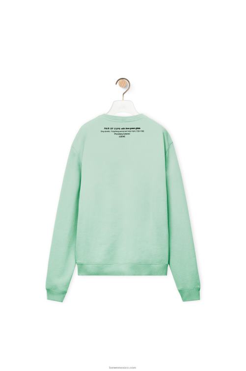 Verde pálido sudadera con estampado de cerámica en algodón Loewe R8J8Z816 hombres