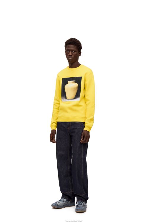 amarillo sudadera con estampado de cerámica en algodón Loewe R8J8Z818 hombres