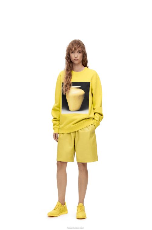 amarillo sudadera con estampado de cerámica en algodón Loewe R8J8Z818 hombres