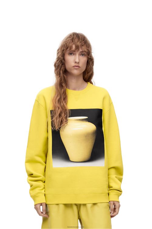 amarillo sudadera con estampado de cerámica en algodón Loewe R8J8Z818 hombres