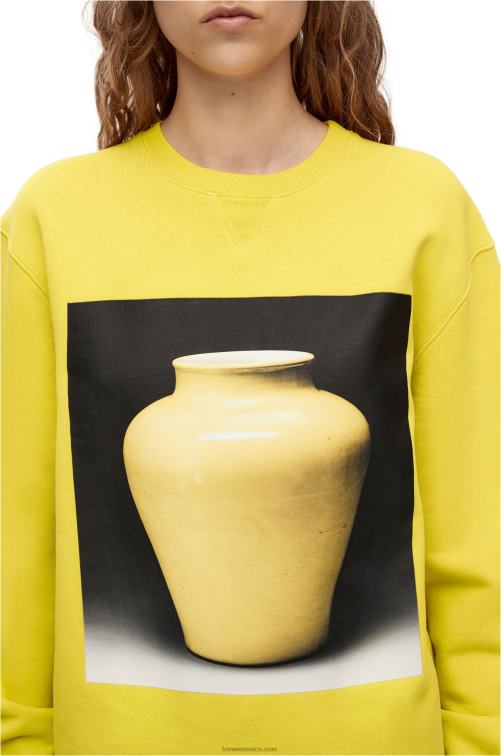 amarillo sudadera con estampado de cerámica en algodón Loewe R8J8Z818 hombres