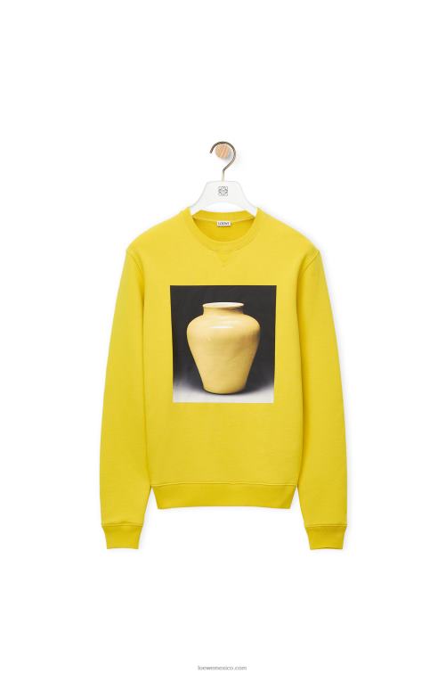 amarillo sudadera con estampado de cerámica en algodón Loewe R8J8Z818 hombres