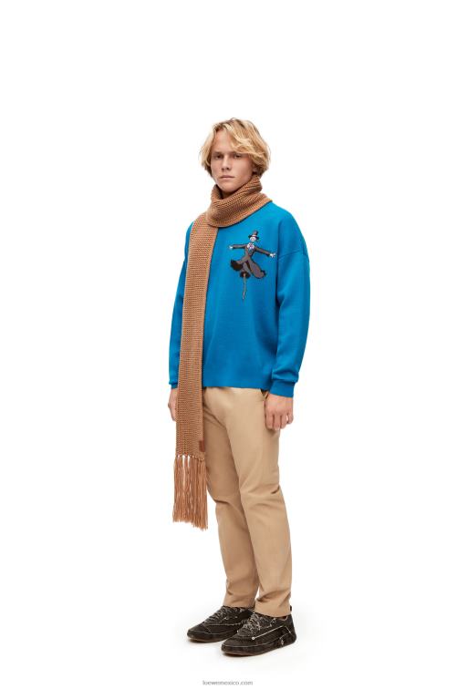 azul cerúleo jersey de lana con cabeza de nabo Loewe R8J8Z1026 hombres