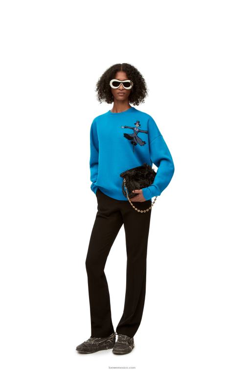 azul cerúleo jersey de lana con cabeza de nabo Loewe R8J8Z1026 hombres