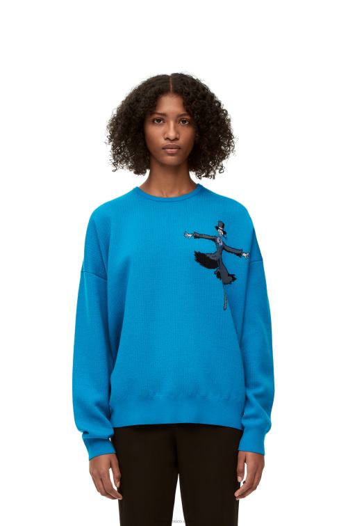 azul cerúleo jersey de lana con cabeza de nabo Loewe R8J8Z1026 hombres