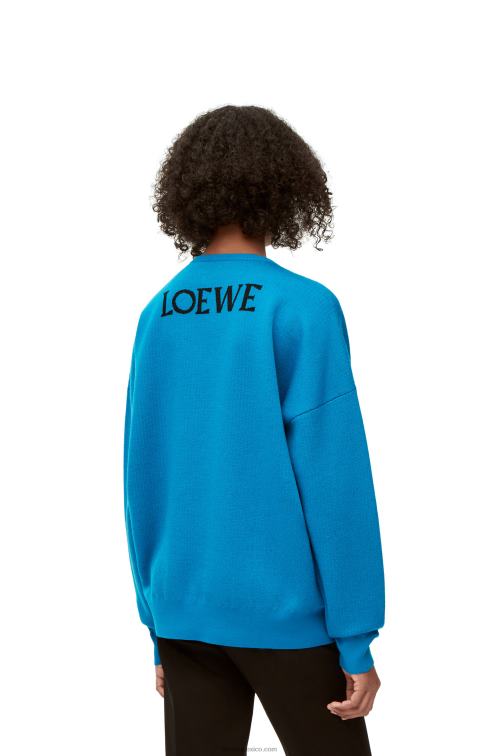 azul cerúleo jersey de lana con cabeza de nabo Loewe R8J8Z1026 hombres