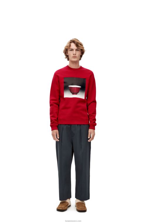 rojo sudadera con estampado de cerámica en algodón Loewe R8J8Z817 hombres
