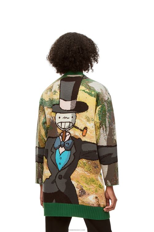 verde/multicolor cárdigan con cabeza de nabo en lana Loewe R8J8Z1029 hombres