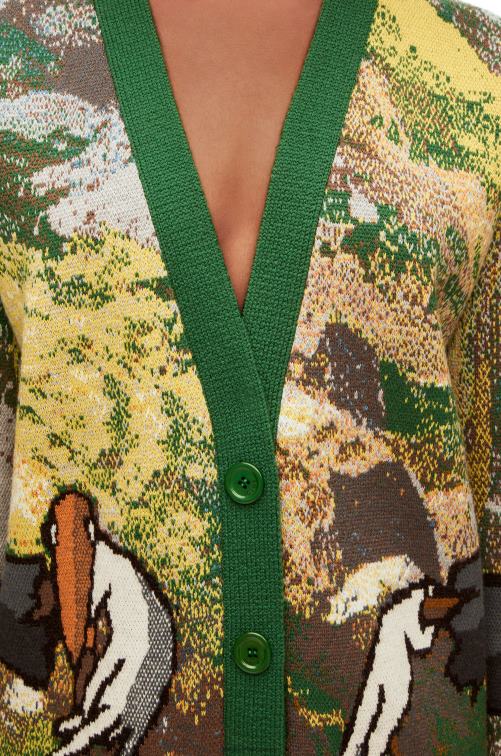 verde/multicolor cárdigan con cabeza de nabo en lana Loewe R8J8Z1029 hombres
