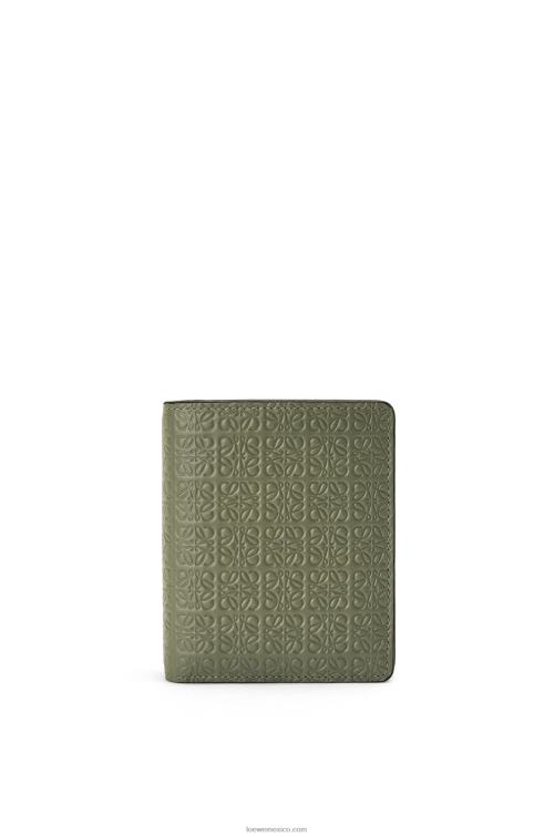 aguacate verde cartera con cremallera repeat compact de piel de becerro de seda grabada Loewe R8J8Z1278 mujer