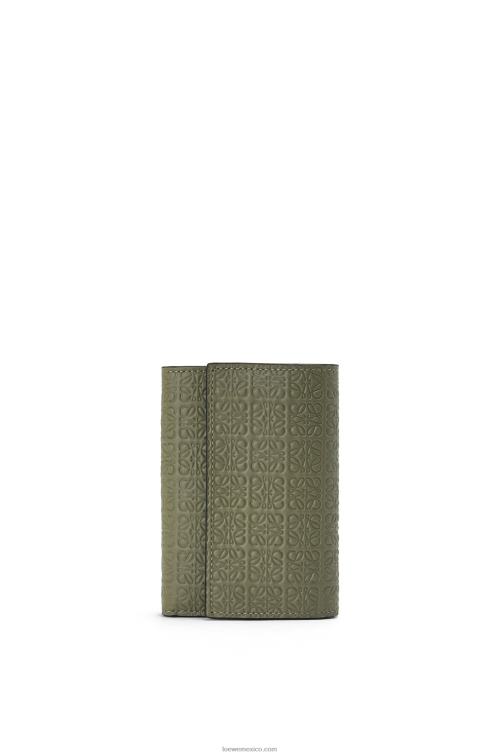 aguacate verde cartera pequeña repeat vertical de piel de becerro de seda repujada Loewe R8J8Z1279 mujer