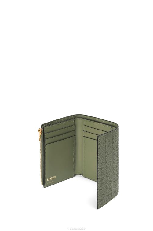 aguacate verde cartera pequeña repeat vertical de piel de becerro de seda repujada Loewe R8J8Z1279 mujer